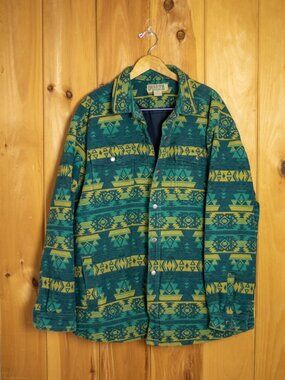 Teal & Gold Aztec Southwestern Lined Snap Jacket | Mens XL | Duluth Trading